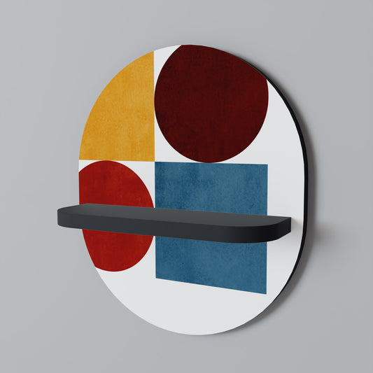 GEOMETRIC PUZZLE Oval Art Shelf In Black Finish