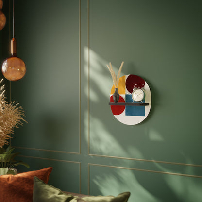 GEOMETRIC PUZZLE Oval Art Shelf In Black Finish