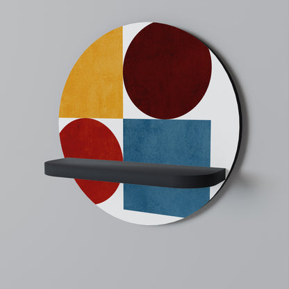 GEOMETRIC PUZZLE Round Art Shelf In Black Finish