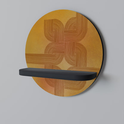 STRENGTHENING RELATION Round Art Shelf In Black Finish