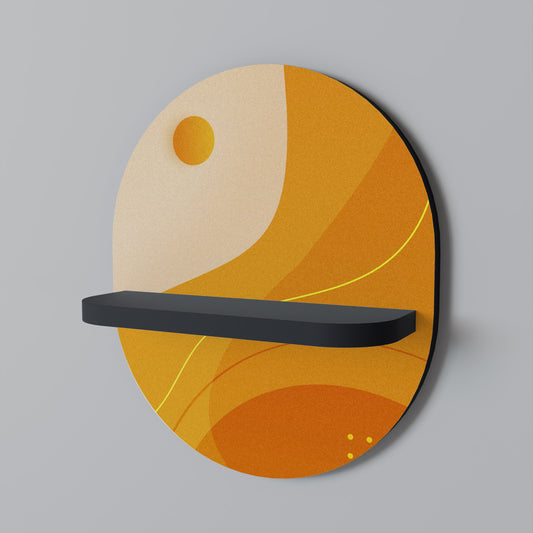 ORANGE ARRANGEMENT Oval Art Shelf In Black Finish