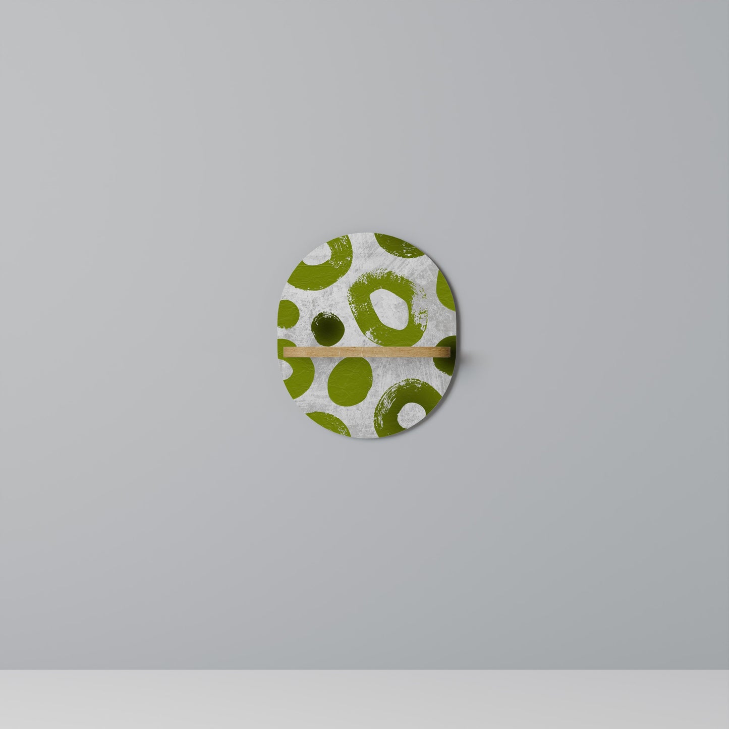 GREEN RHAPSODY Oval Art Shelf In Oak Effect