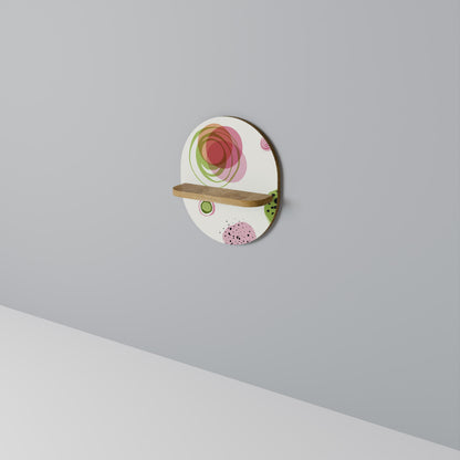 COLORFUL COSMOS Oval Art Shelf In Oak Effect