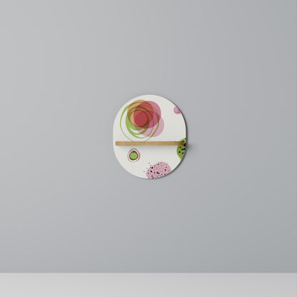 COLORFUL COSMOS Oval Art Shelf In Oak Effect