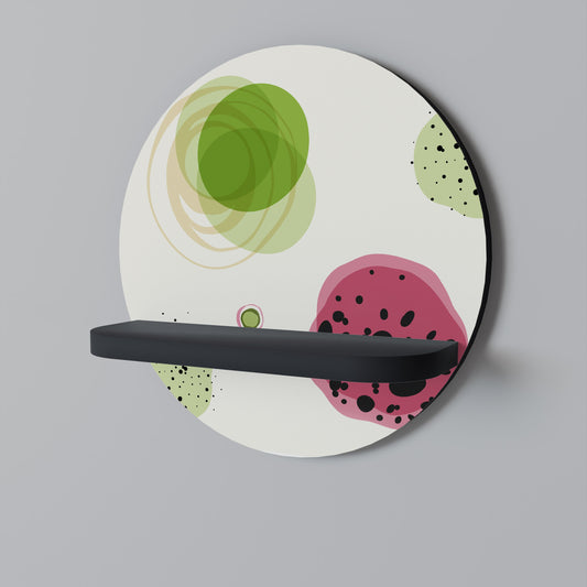COLORFUL COSMOS Round Art Shelf In Black Finish