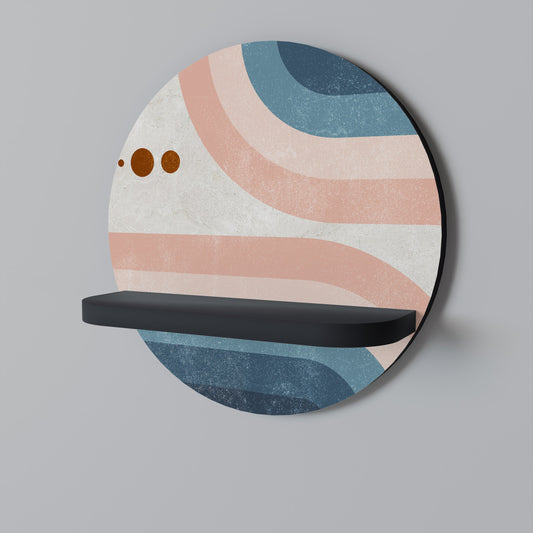 TWO HALVES Round Art Shelf In Black Finish