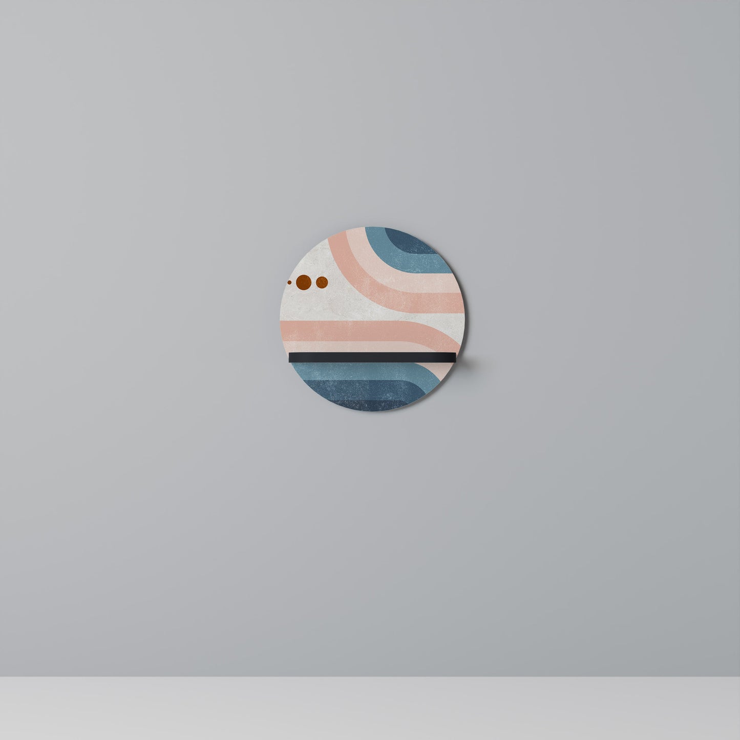 TWO HALVES Round Art Shelf In Black Finish