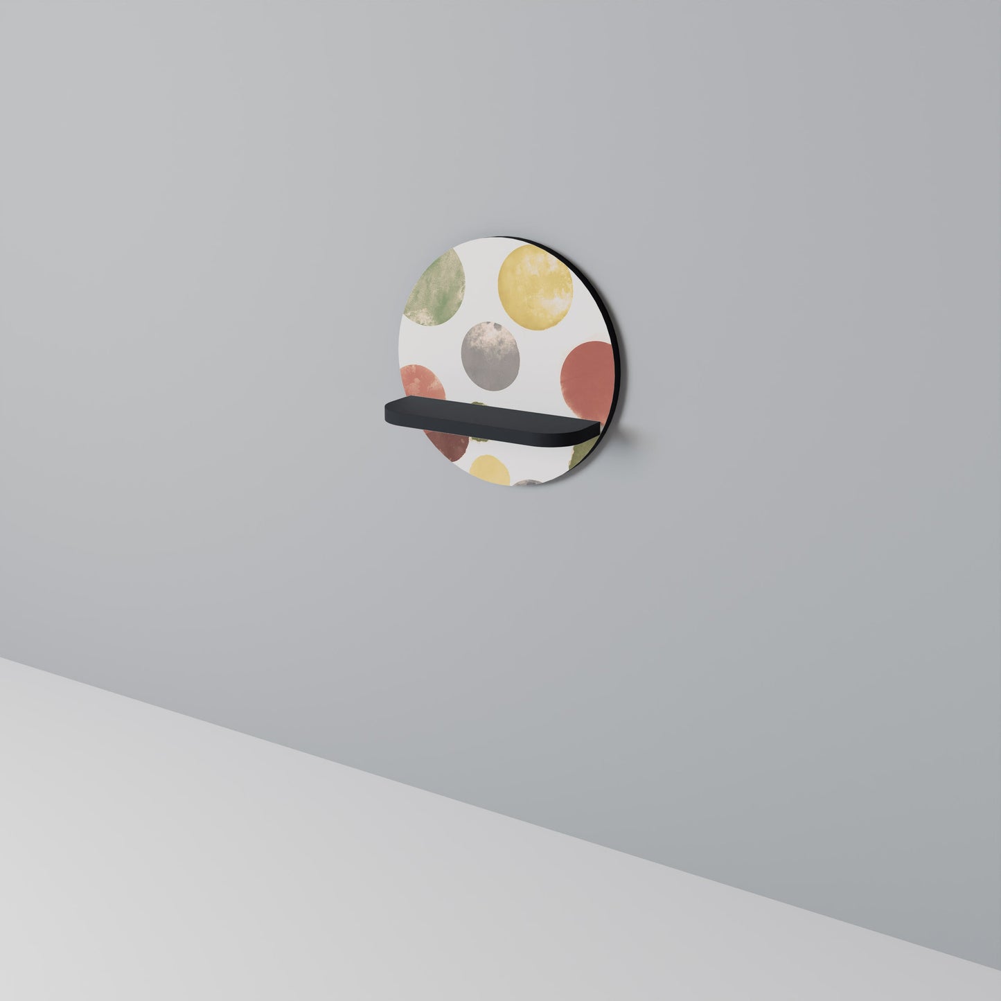 FLEETING HAPPINESS Round Art Shelf In Black Finish