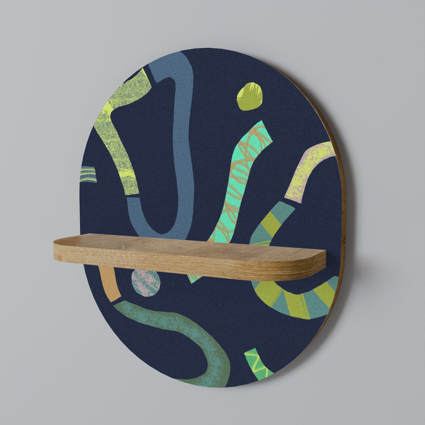 CONTRAST DANCE Oval Art Shelf In Oak Effect