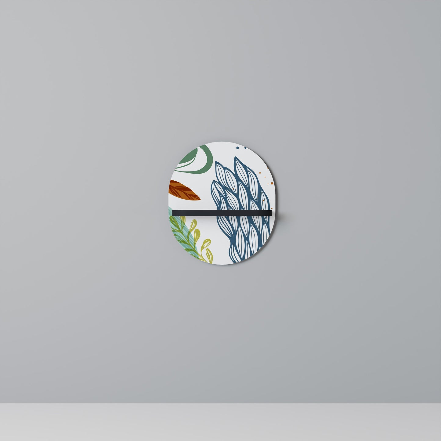 BOTANICAL HURRICANE Oval Art Shelf In Black Finish