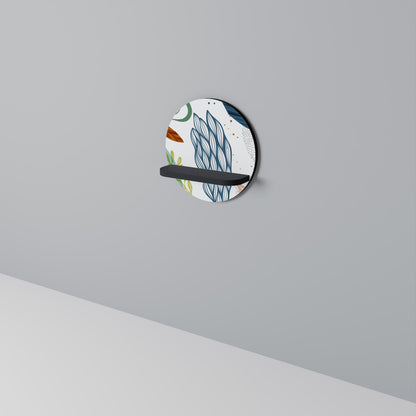 BOTANICAL HURRICANE Round Art Shelf In Black Finish