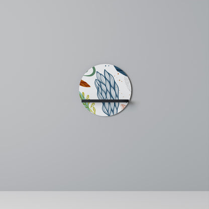 BOTANICAL HURRICANE Round Art Shelf In Black Finish