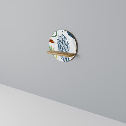 BOTANICAL HURRICANE Round Art Shelf In Oak Effect