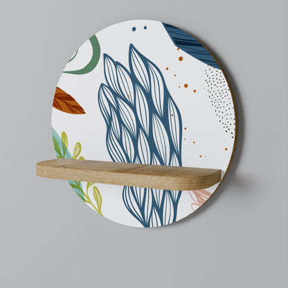 BOTANICAL HURRICANE Round Art Shelf In Oak Effect