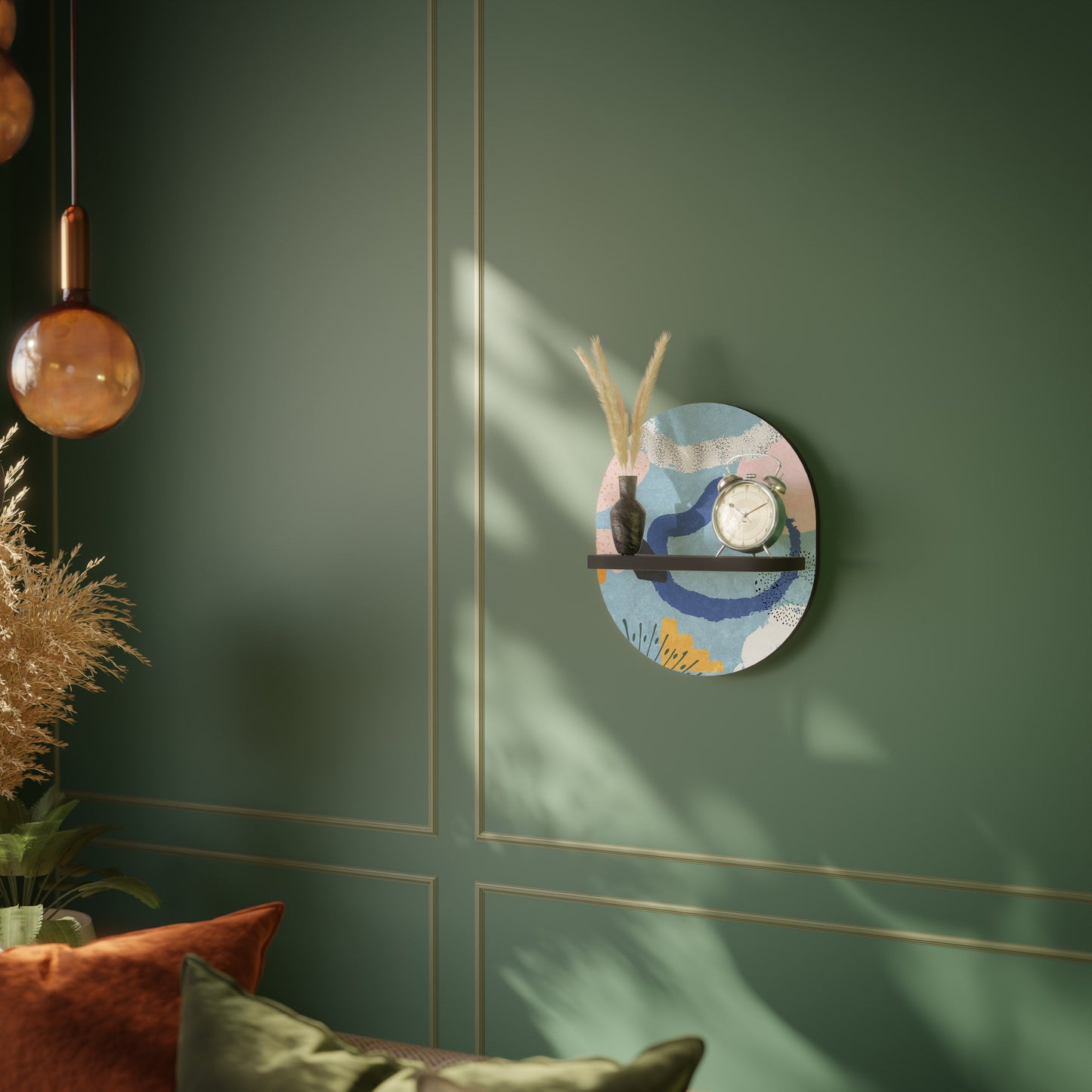 DREAMY SWIRLS Mensola Ovale Decorativa con Finitura Nera