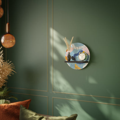 DREAMY SWIRLS Round Art Shelf In Black Finish