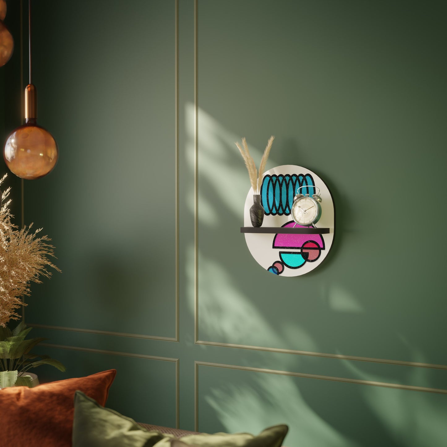 GEOMETRIC RHAPSODY Mensola Ovale Decorativa con Finitura Nera