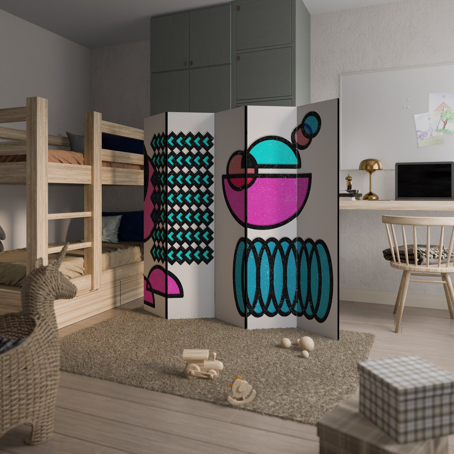 GEOMETRIC RHAPSODY Decorative 5-Panel Room Divider