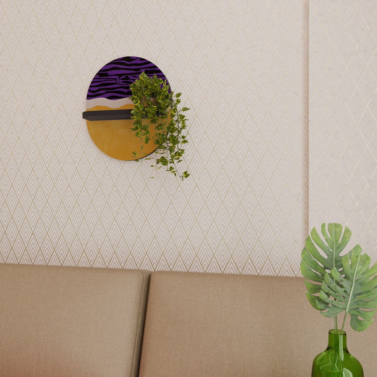 INDEPENDENT BORDER Mensola Ovale Decorativa con Finitura Nera