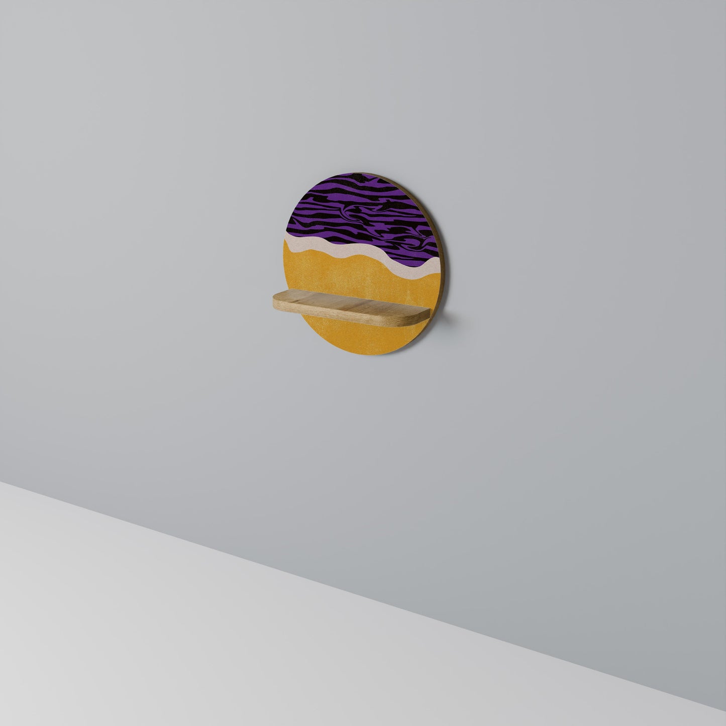 INDEPENDENT BORDER Round Art Shelf In Oak Effect