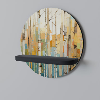 BIRCH KALEIDOSCOPE Round Art Shelf In Black Finish