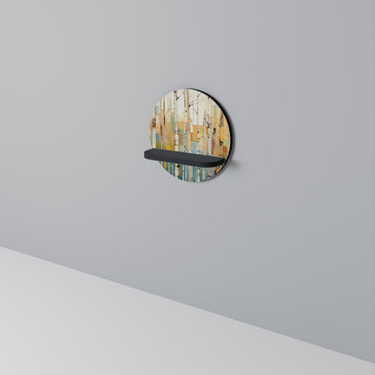 BIRCH KALEIDOSCOPE Round Art Shelf In Black Finish