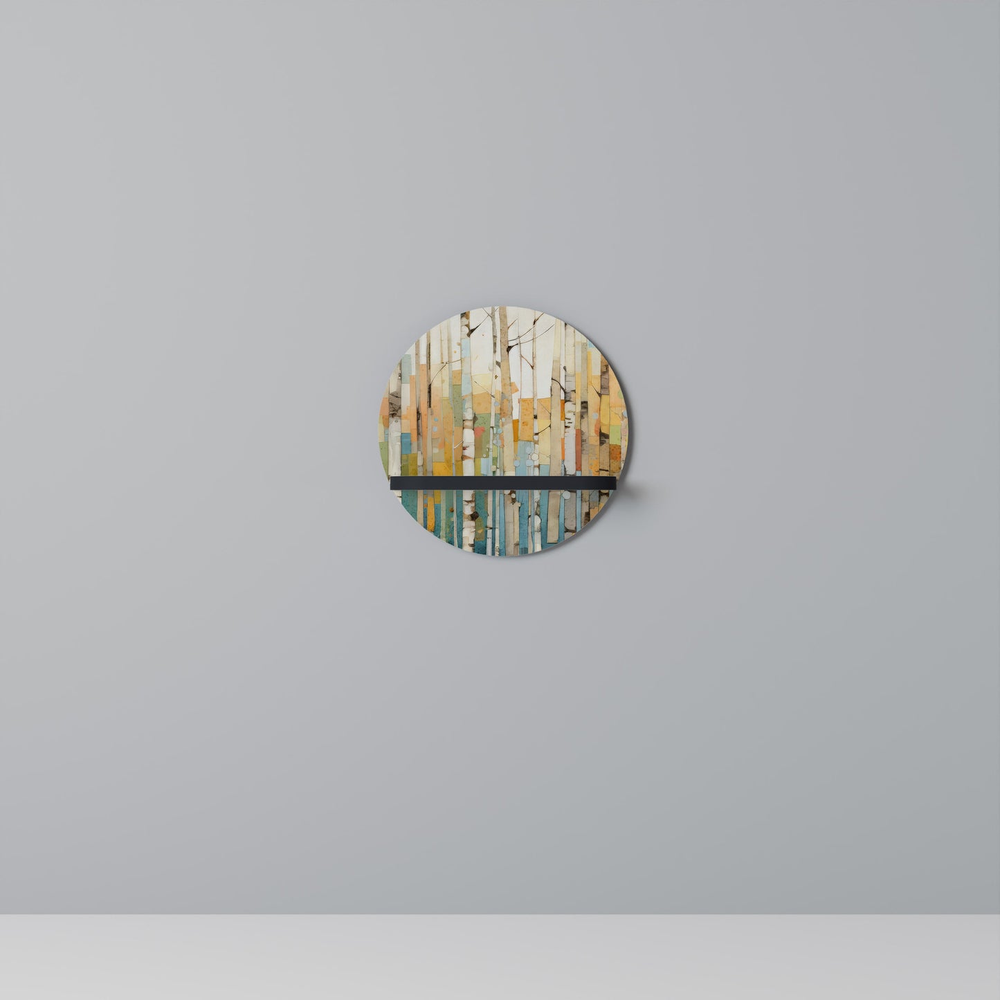 BIRCH KALEIDOSCOPE Round Art Shelf In Black Finish