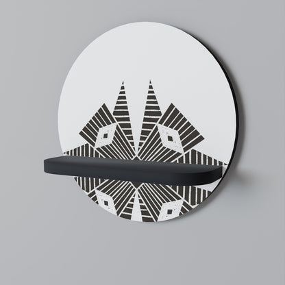 MONOCHROME NEXUS Round Art Shelf In Black Finish