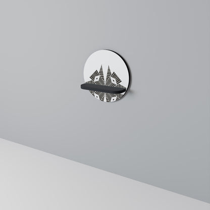 MONOCHROME NEXUS Round Art Shelf In Black Finish