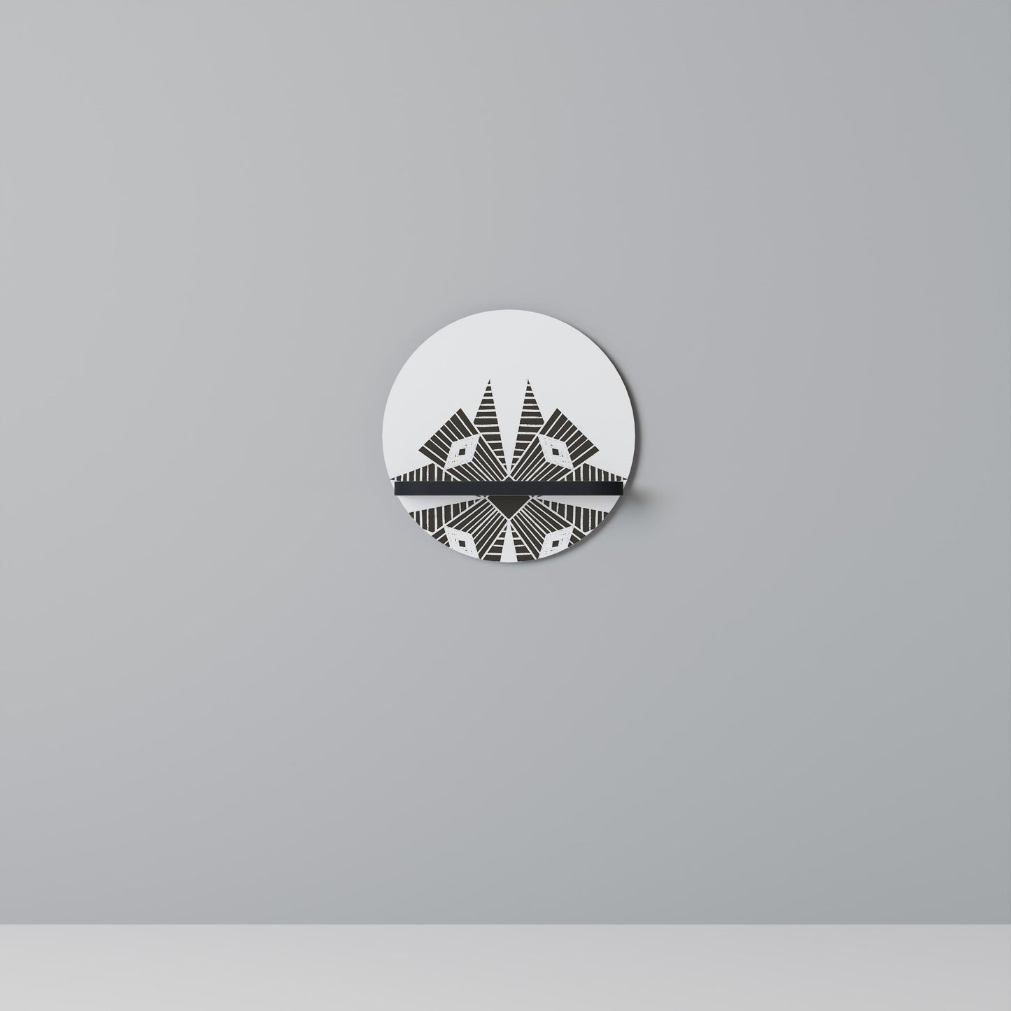 MONOCHROME NEXUS Round Art Shelf In Black Finish