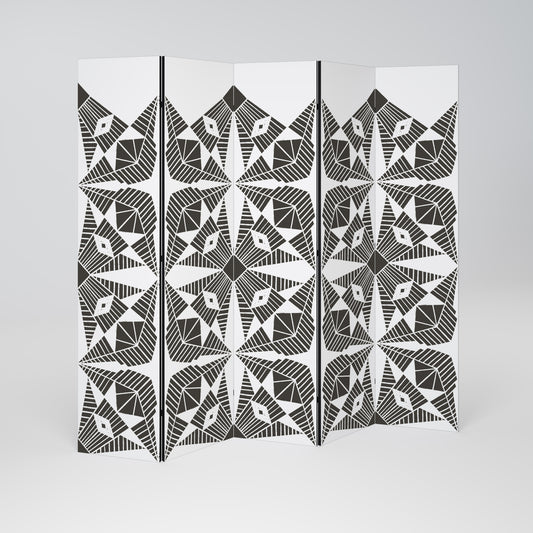 MONOCHROME NEXUS Decorative 5-Panel Room Divider