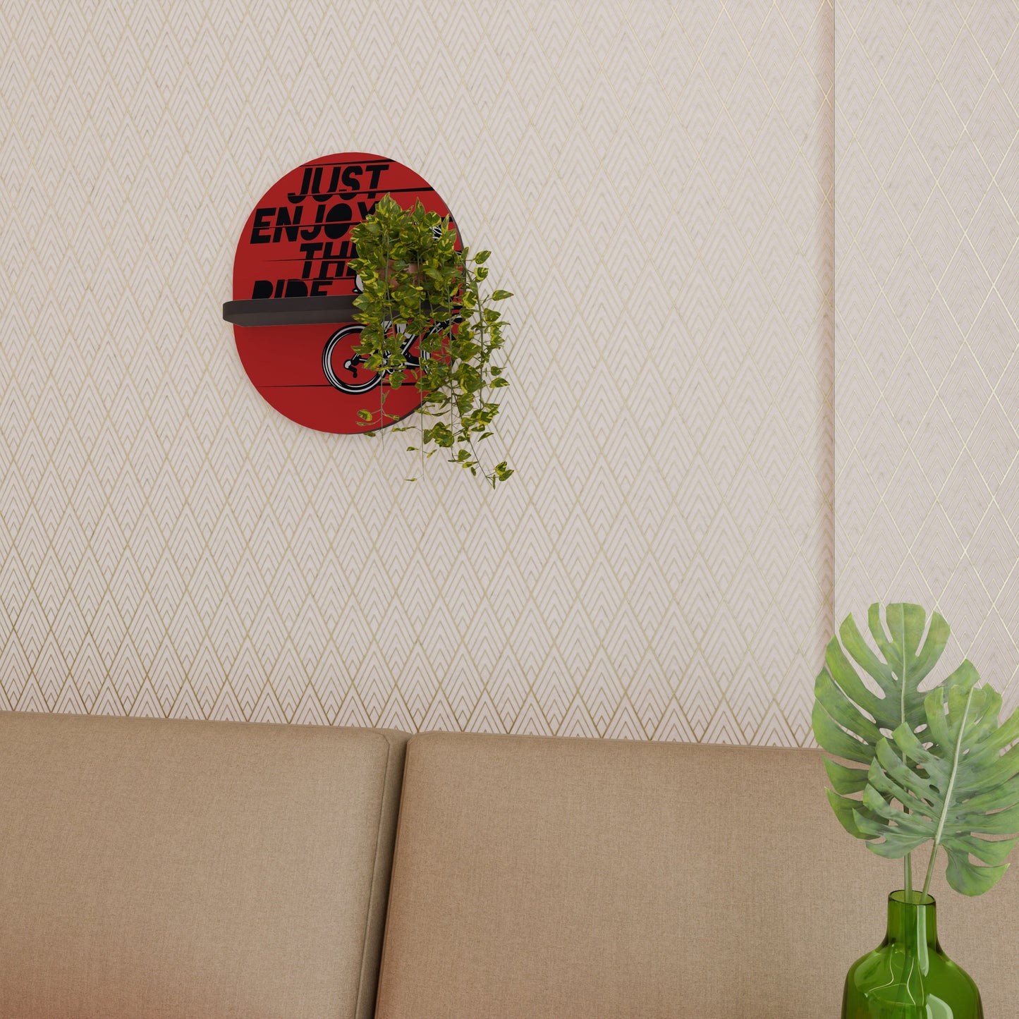 ENJOY THE RIDE Mensola Ovale Decorativa con Finitura Nera