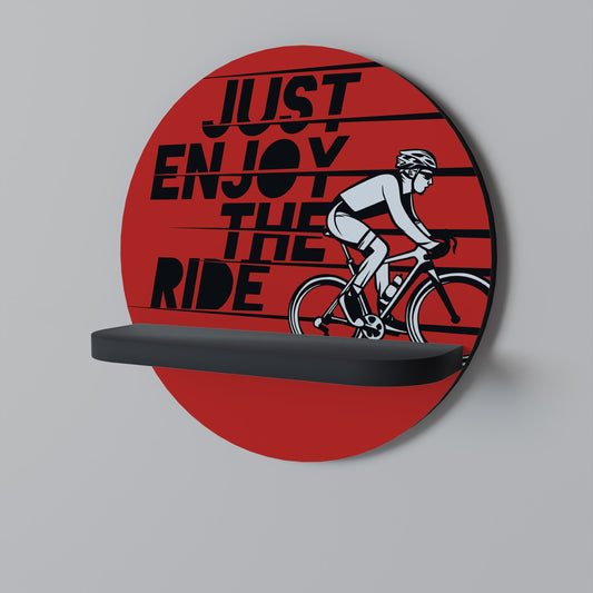 ENJOY THE RIDE Round Art Shelf In Black Finish