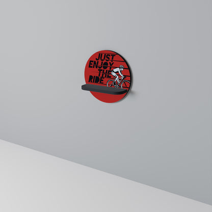 ENJOY THE RIDE Round Art Shelf In Black Finish