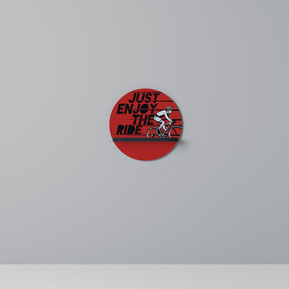 ENJOY THE RIDE Round Art Shelf In Black Finish