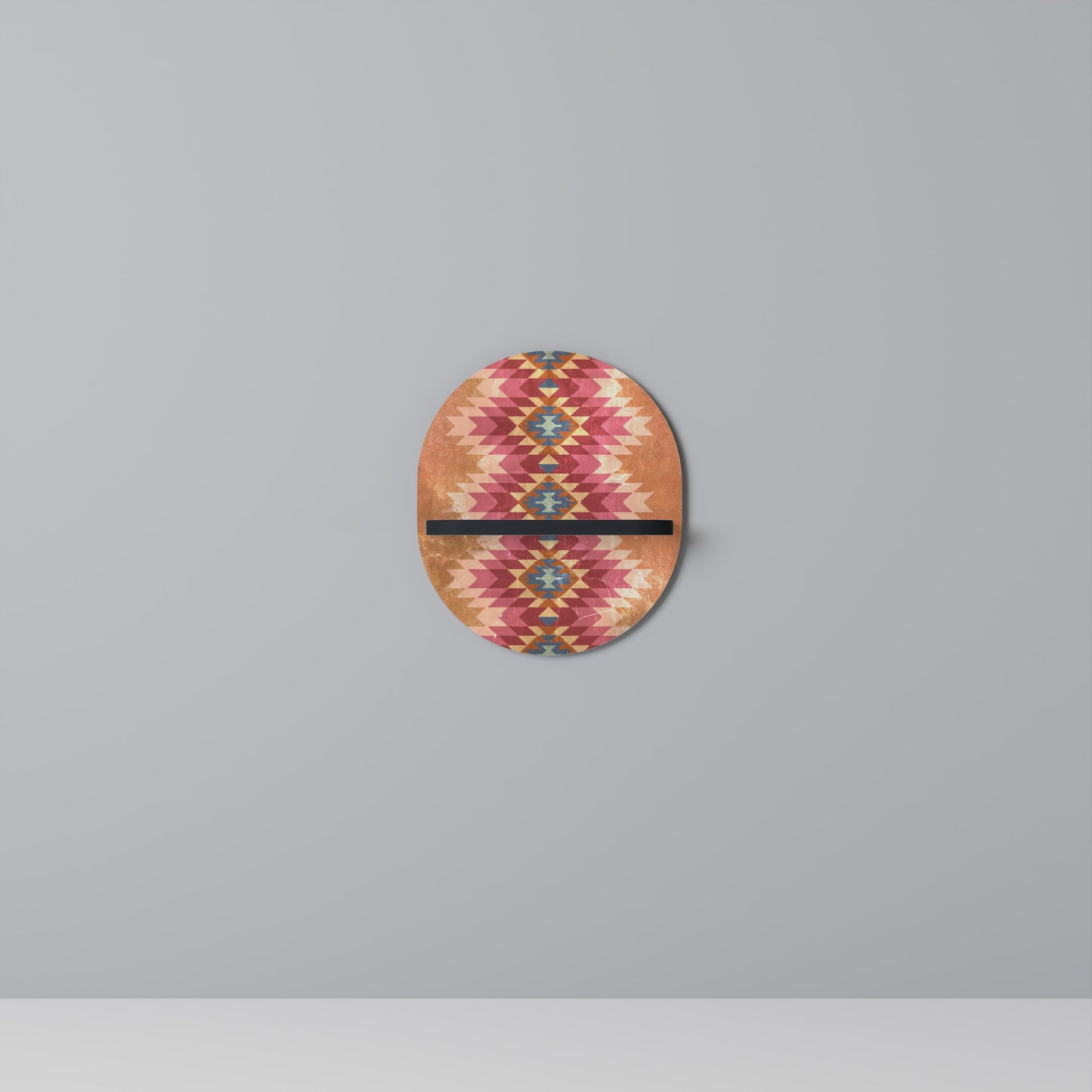 INDIAN FOLK Mensola Ovale Decorativa con Finitura Nera