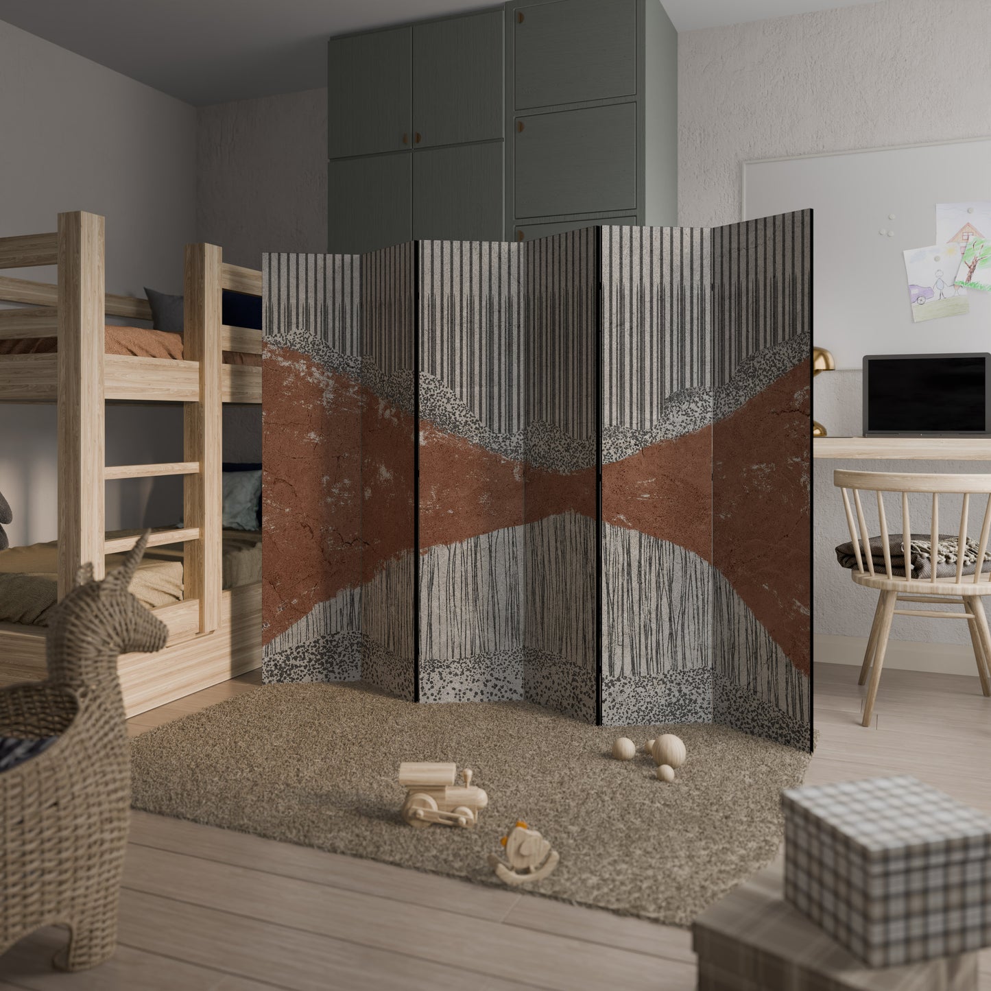 Divisorio decorativo per ambienti a 6 pannelli STRIPED TERRAIN