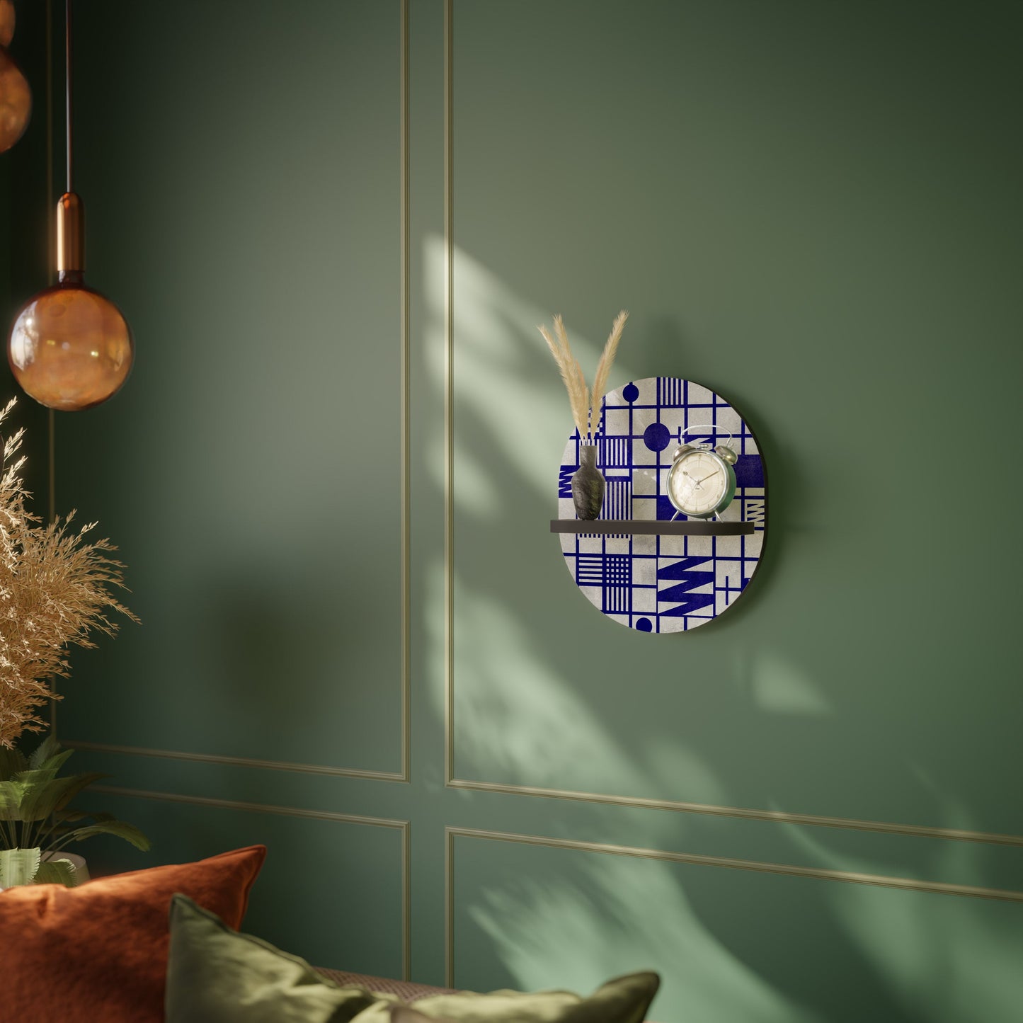 THE RIGHT PLACES Oval Art Shelf In Black Finish