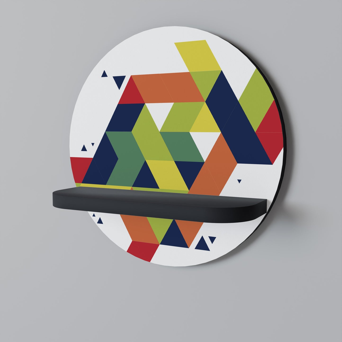 FUTURE SIGN Round Art Shelf In Black Finish