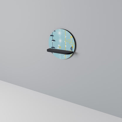 PATHS TO HAPPINESS Round Art Shelf In Black Finish