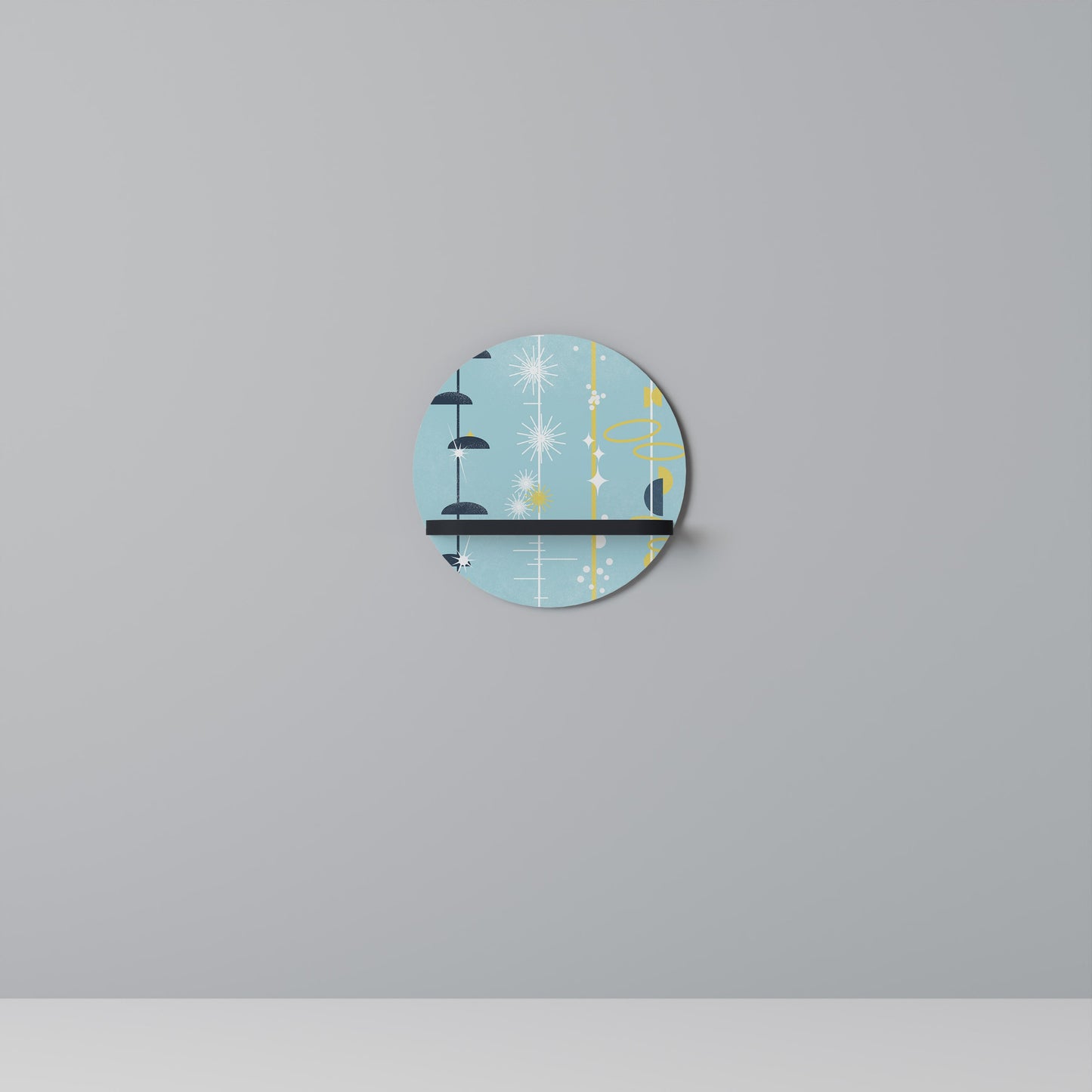 PATHS TO HAPPINESS Round Art Shelf In Black Finish