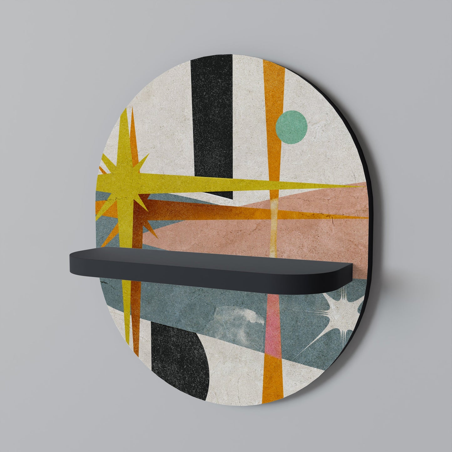 INTERSTELLAR VIBES Oval Art Shelf In Black Finish