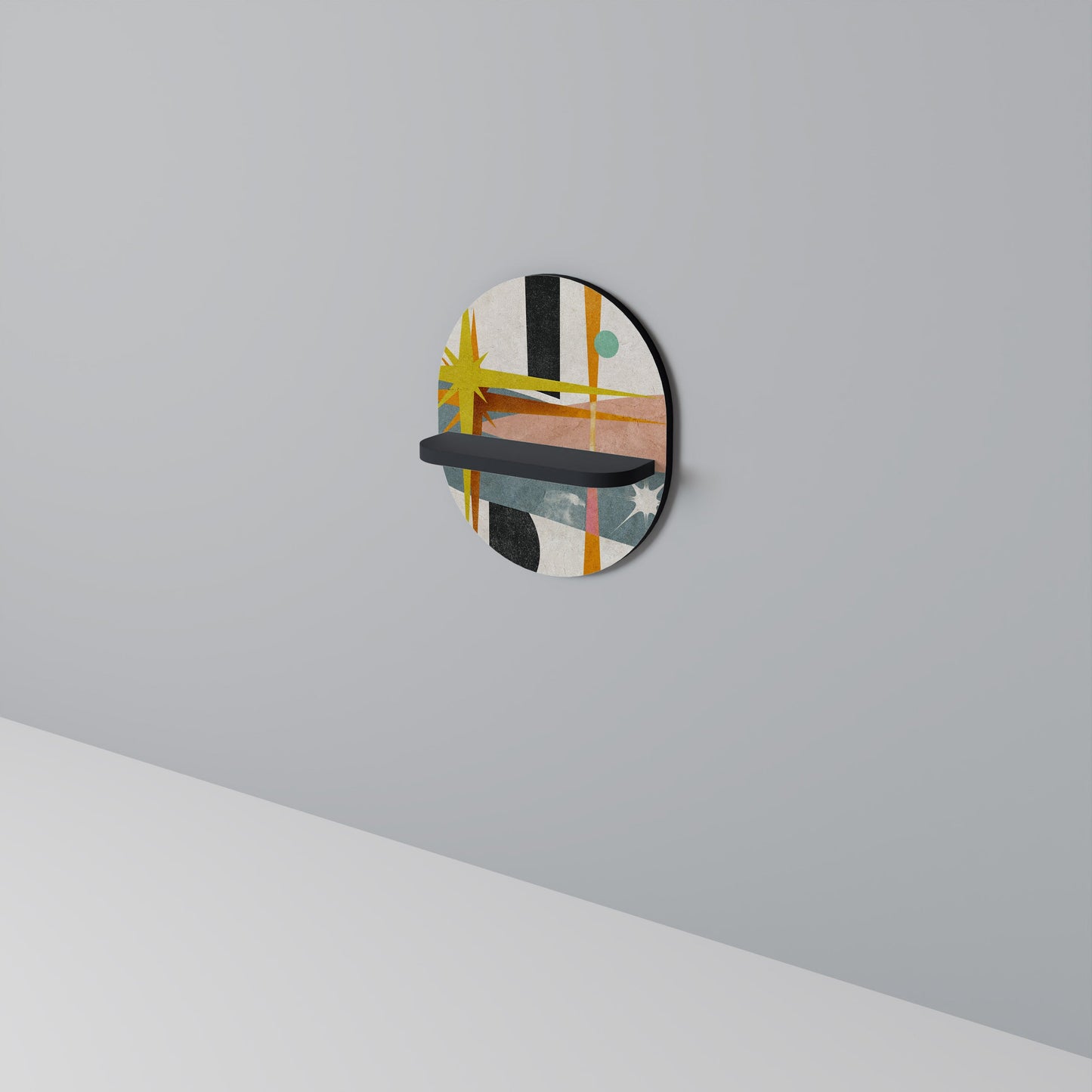 INTERSTELLAR VIBES Oval Art Shelf In Black Finish