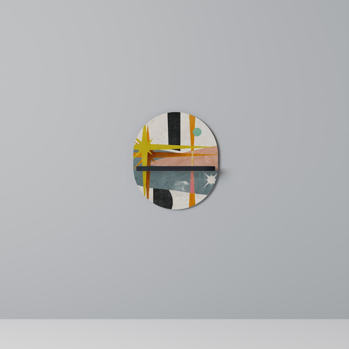 INTERSTELLAR VIBES Oval Art Shelf In Black Finish