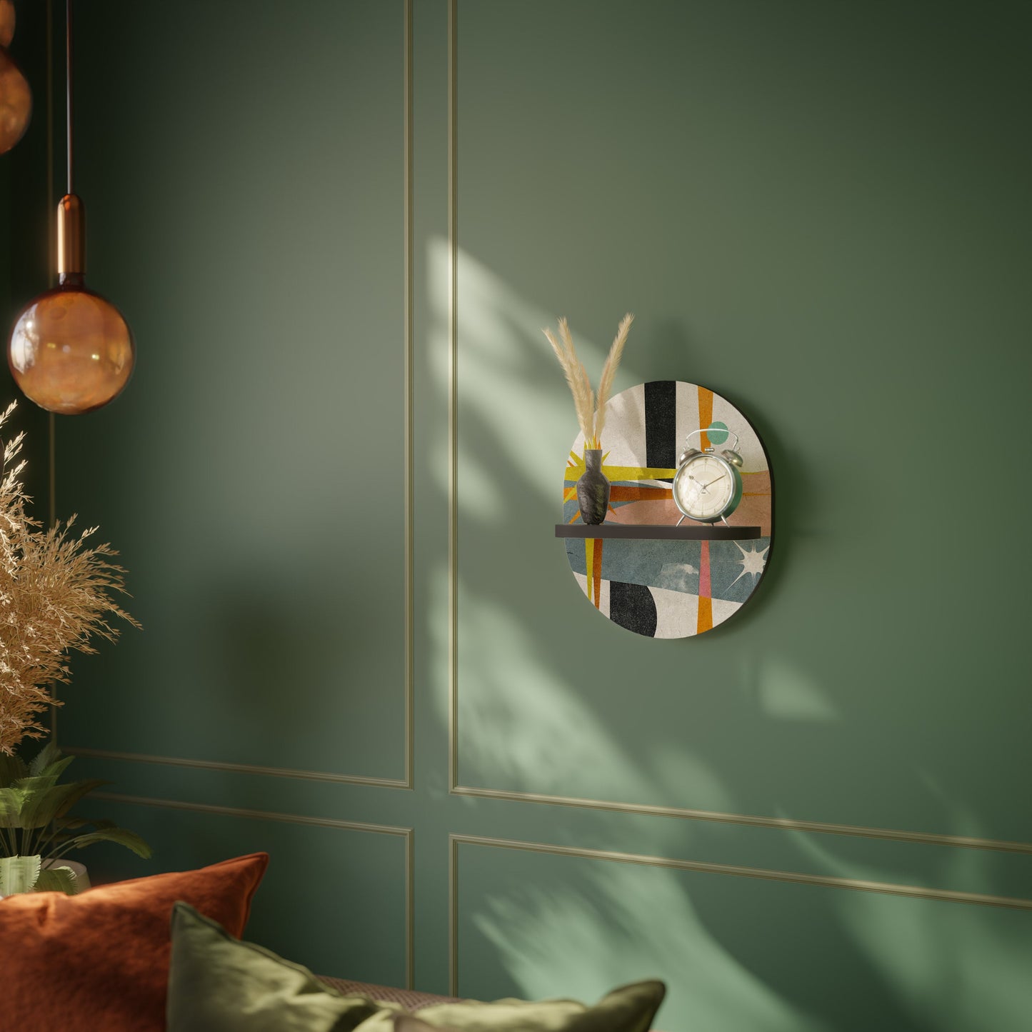 INTERSTELLAR VIBES Oval Art Shelf In Black Finish