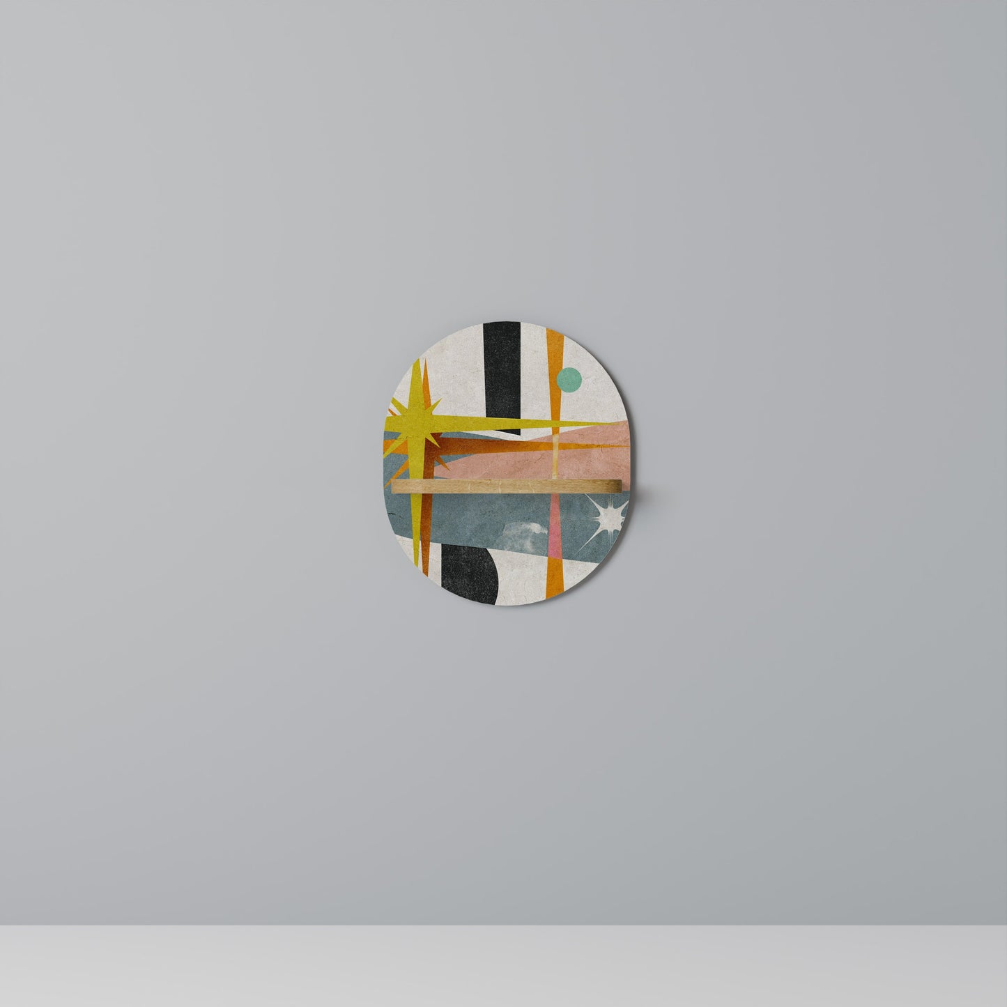 INTERSTELLAR VIBES Oval Art Shelf In Oak Effect