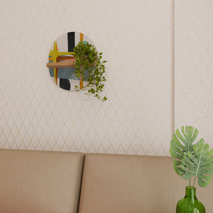 INTERSTELLAR VIBES Oval Art Shelf In Oak Effect