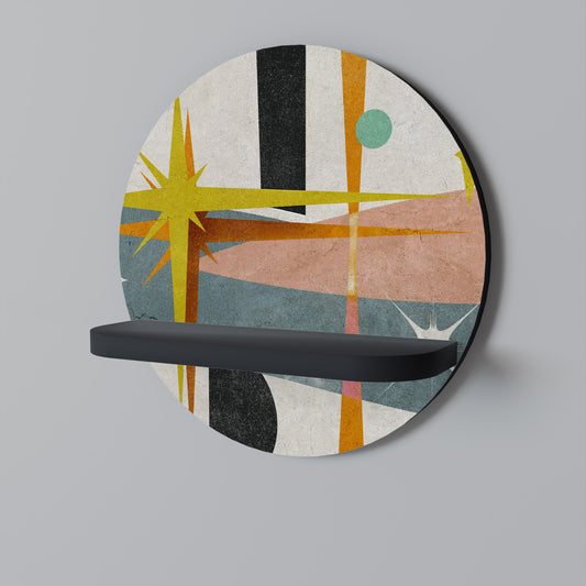 INTERSTELLAR VIBES Round Art Shelf In Black Finish