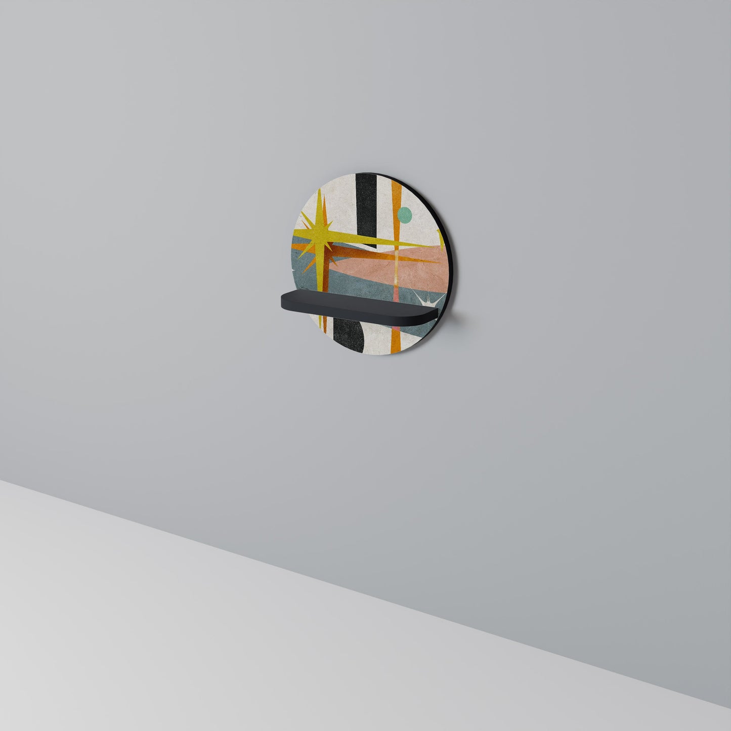 INTERSTELLAR VIBES Round Art Shelf In Black Finish