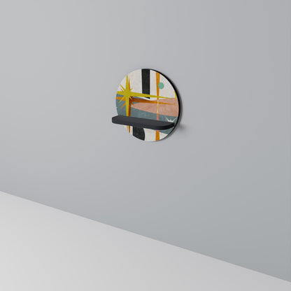 INTERSTELLAR VIBES Round Art Shelf In Black Finish